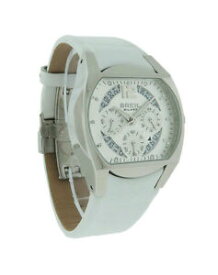 【送料無料】腕時計　シルバーストーンクロノグラフホワイトレザーウォッチbreil bw0177 womens silver tone oblong chronograph date white leather watch