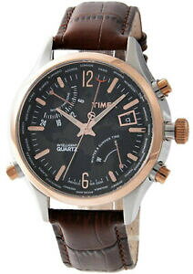 yzrv@CeWFgNI[cYuEU[EHb`Xgbvtimex t2n942 intelligent quartz mens world time watch brown leather strap