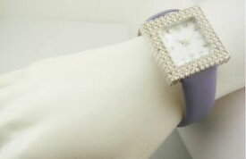 【送料無料】腕時計　ライラックウォッチgenuine leather watch with crystals 8 34 lilac