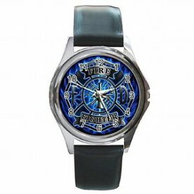 【送料無料】腕時計　レザーコートfire fighter fireman department coat of arms leather watch