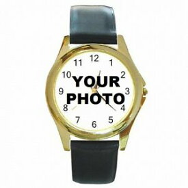 【送料無料】腕時計　トーンカスタムパーソナライズロゴleather watch gold tone custom personalized picture photo logo