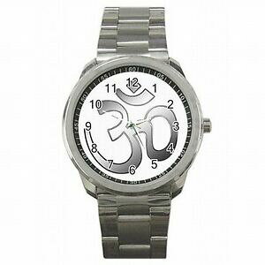 yzrv@IEqY[oV{XeXX`[EHb`om aum hindu brahman symbol pranava stainless steel watch