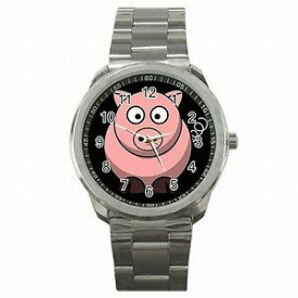 【送料無料】腕時計　ブタピンクアクセサリステンレススチールウォッチpig cute pink piggy pigs accessory stainless steel watch