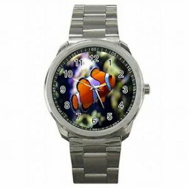 【送料無料】腕時計　アクアリウムステンレススチールウォッチclown fish aquarium nemo stainless steel watch