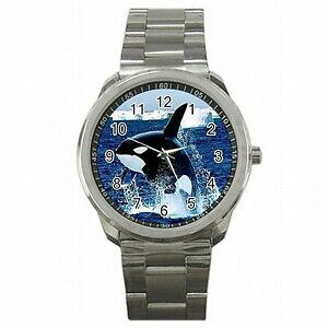 yzrv@NWXeXX`[EHb`killler whale orca sea world mammal stainless steel watch