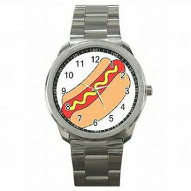 【送料無料】腕時計　ホットドッグフードカートステンレススチールhot dog eating competition hotdog food cart stainless steel watch