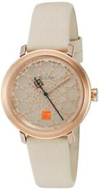 【送料無料】腕時計　フランクロイドライトステンレススチールホワイトレザーウォッチbulova womens frank lloyd wright stainless steelwhite leather watch 98l216