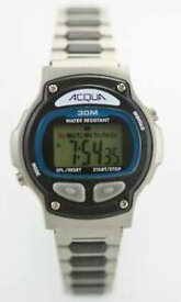 【送料無料】腕時計　デジタルステンレススチールクォーツバッテリーウォッチacqua womens digital stainless steel water resistant quartz battery watch