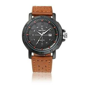 【送料無料】腕時計　レザークォーツv6 b006 date pu leather life waterproof man military quartz watch