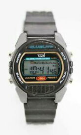 【送料無料】腕時計　ウォッチメンズライトアラームメートルバッテリークォーツブラックラバーウォッチ