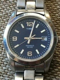 【送料無料】腕時計　montre timex indiglo acier cadran bleu date