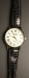 【送料無料】腕時計　タイムステンレススチールヘビエンボスtime magazine stainless steel leather snakeskin embossed promo wristwatch watch