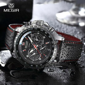 【送料無料】腕時計　ホットファッションクォーツレザーウォッチmegir hot fashion mans quartz wristwatch brand waterproof leather watches for