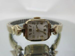 �y���������z�r���v�@�E�B�b�g�X�C�X���f�B�[�Xk���B���e�[�Wwittnauer swiss ladies 10k gf vintage watch 17 jewels *runs great*