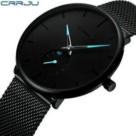 【送料無料】腕時計　ファッションウォッチメッシュストラップスリムシンプルcrrju fashion watch men waterproof slim mesh strap minimalist wrist watches f