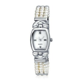 【送料無料】腕時計　ビーチステンレススチールブレスレットwhite freshwater cultured strand bracelet wrist watch bride prom stainless steel