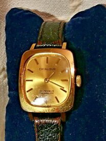 【送料無料】腕時計　スイスレディースエクスカリバーウォッチswiss made 17 jewels ladies gold plated watch excalibur wristwatch wind up