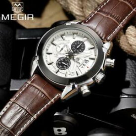 【送料無料】腕時計　レザーウォッチクオーツメンズmegir luxury leather watch quartz mens