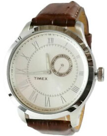 【送料無料】腕時計　ラウンドスチールメンズアナログブラウンレザーウォッチストラップtimex tw2r57000 mens analog round steel watch brown leather strap