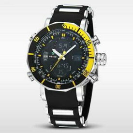 【送料無料】腕時計　ファッションアラームクロノラバーストラップスポーツウォッチmen luxury fashion double time alarm chrono waterproof rubber strap sport watch