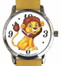 【送料無料】腕時計　save our wildlife lion image watch has a yellow strap and donation to awf