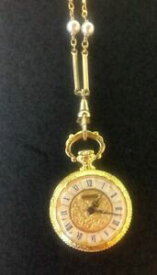 【送料無料】腕時計　アンティークレディースポケットネックレスロングチェーンパールウォッチ