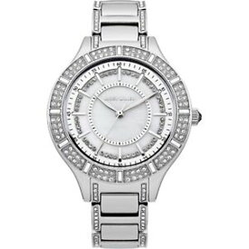 【送料無料】腕時計　パールシルバースワロフスキーステンレススチールカレン￥ウォッチkaren millen mother of pearl silver swarovski stainless steel watch rrp 185