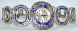 【送料無料】腕時計　ビンテージスイススターリングシルバーエナメルブレスレットレトロvintage valgine swiss 17j sterling silver enamel bracelet watch 1960’s retro