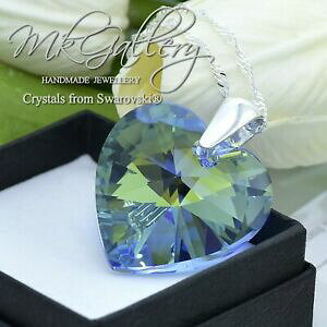 【送料無料】アクセサリー ネックレスシルバーネックレススワロフスキークリスタルライトサファイア925 collar de plata cristales fom swarovski * luz zafiro ab * corazn 1828mm