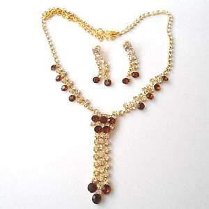 yzANZT[@lbNXhiS[hrALparure donna collana e orecchini colore oro con ambra e zirconi bianchi 12 c