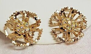 �y���������z�A�N�Z�T���[�@�l�b�N���X�r���e�[�W�T���K���X�h�[��vintage boucles doreilles sign sarah cov cristal aurores borales mtal dor b