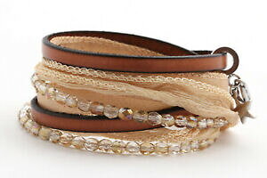 �y���������z�A�N�Z�T���[�@�l�b�N���X�u���X���b�g�V���N�x�[�W�����[���n���h���C�hpulsera enrollada seda cuero * beigefirepolished * 100 fabricado a mano, limiti