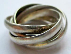 yzANZT[@lbNXAWFgBe[WIWibague en argent pur semainier 5 anneaux enchevtrs bijou vintage original 5029