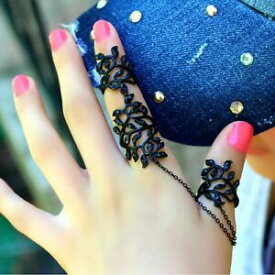 【送料無料】アクセサリー　ネックレスリングチェーンブレスレットビンテージハーネスdeclaracin de anillo negro pulsera de cadena nica de mano arns joyera vintage de dedo