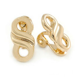 【送料無料】アクセサリー　ネックレスイヤリングモチーフpendientes clip pequeo infinity motivo en metal chapado en oro pulido 20mm de alto