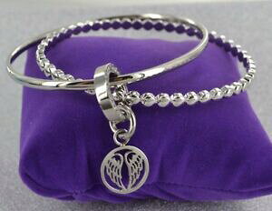 yzANZT[@lbNXVo[uXbgZbg_u`[~Ostargems genuino alas de ngel plata se uni a encantador brazalete pulsera doble conjunto de regalo
