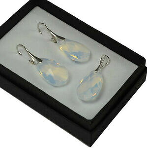 yzANZT[@lbNXVo[COZbgiVA[hIp[XtXL[925 pendientes de plataset 22 mm peraalmendra opal blancocristales de swarovski