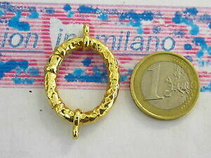 �y���������z�A�N�Z�T���[�@�l�b�N���X�A���W�F���g1 chiusura a scomparsa ovale argento 925 martellato placc oro giallo mm 30x24mm