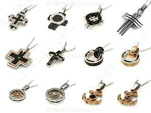 yzANZT[@lbNXlARcatena collana uomo acciaio nero ciondolo croce celtica timone ancora pneumatico