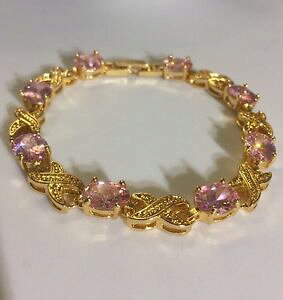 yzANZT[@lbNXsNTt@CAS[huXbg{bNXC`gb rosa oval zafiros, oro llenado pulsera 75 de largo, en caja de regalo, ciruela uk