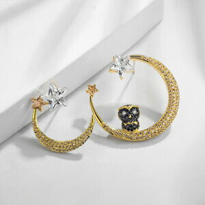 �y���������z�A�N�Z�T���[�@�l�b�N���X�h�[���G�g���[���m���[���v���[�Nboucles doreilles dor etoile lune oiseau hibou noir plaqu or cz g6 212