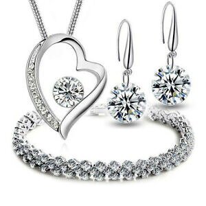 yzANZT[@lbNXn[g`F[uXbgn[gCOXtXL[Zbgcadena de corazn pulsera corazn pendientes swarovski cristal de plata claro corazn joyas s