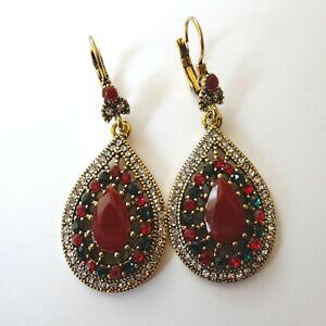 yzANZT[@lbNXS[hr[jrALorecchini donna retr colore oro con rubini smeraldi e zirconi bianchi 148 n