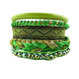 �y���������z�A�N�Z�T���[�@�l�b�N���X�u���X���b�g���F�[���R�g��bracelet brsilien ethnique vert multiple coton perles brillant strass