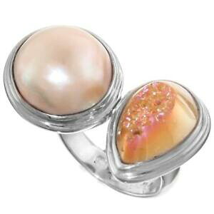 yzANZT[@lbNXAJsNp[`^X^[OVo[TCYhecho eeuu perla rosada titanio druzy cristales drusa plata de ley 925 talla 5