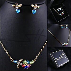 yzANZT[@lbNXlbNXCOZbgXtXL[GgP[Xset collar pendientes * abeja amp; flor * dorado pl, swarovski elements estuche
