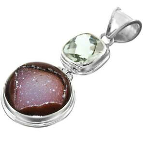 yzANZT[@lbNXO[AWXgy_gVo[44cm druzy drusa verde amatista colgante de plata de ley 925