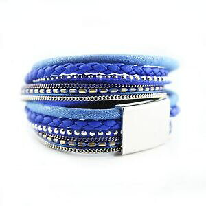 yzANZT[@lbNXuXbgbvNX^cA[bracelet wrap slake strass duble tour brillants cristal en cuir de daim bleu