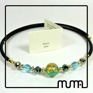 �y���������z�A�N�Z�T���[�@�l�b�N���X�f�B�����[�mcollana donna vetro di murano con avventurina e cristalli bigiotteria idea regal