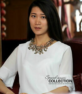 yzANZT[@lbNXRA[h[R[gIWi^F[collier dor court multicolore fleur branche feuille metal vert original zr 3